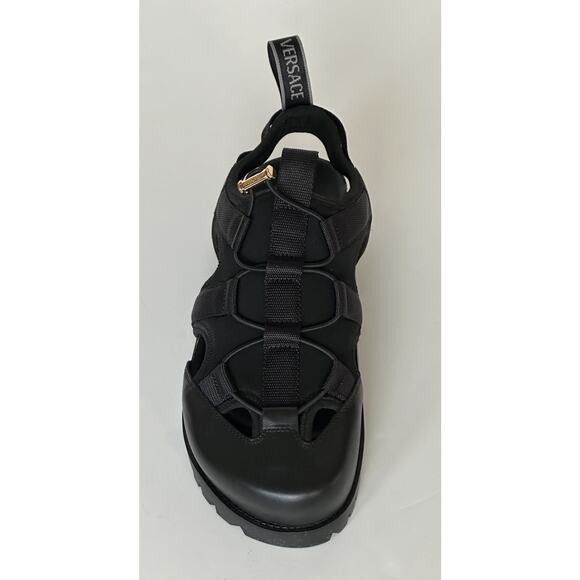 Versace Black Mules Leather Sandals 12.5 US (45.5 Eu) 1014481 Made in Italy NWT main image 7